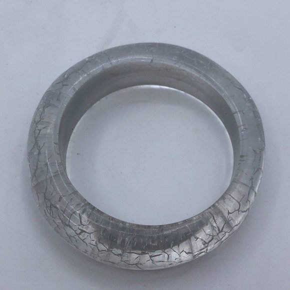 Vintage Lucite Bangle Wide Chunky Dome Asymetrical Bangle Bracelet - Picture 4 of 10